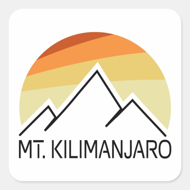 Kilimanjaro Retro Quadratischer Aufkleber (Vorderseite)
