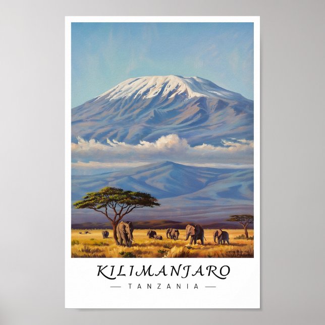 Kilimanjaro Tanzania Wall Art, African Mountain Poster (Vorne)