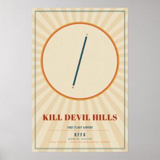 Kill Devil Hills FFA Flugplatzkarte Poster | Retro