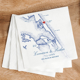 Kill Devil Hills Karte OBX Navy Blau Hochzeit Serviette