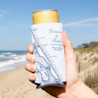 Kill Devil Hills Karte OBX Navy Blau Hochzeitsgesc