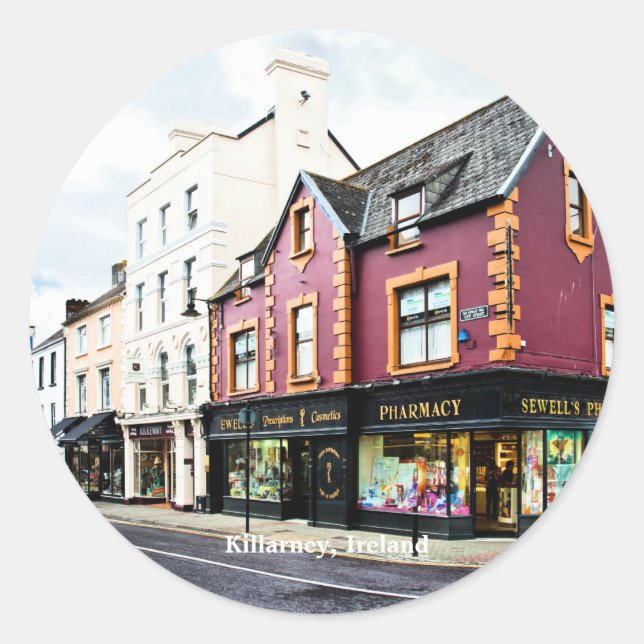 Killarney, Ireland cityscape Runder Aufkleber (Vorderseite)