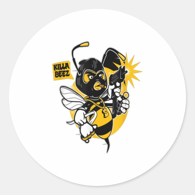 Killer Bee TShirt Runder Aufkleber (Vorderseite)