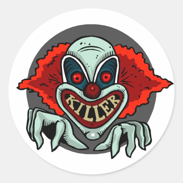 Killer Clown Runder Aufkleber (Vorderseite)