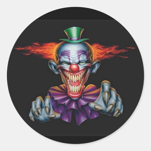 Killer Evil Clown Runder Aufkleber (Vorderseite)