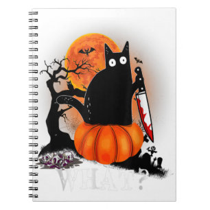 Killer Halloween Beängstigender Mond Schwarze Katz Notizblock