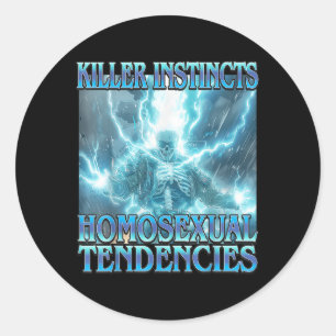 Killer Instinkte Homoual Tendenzen - Funny Skelet Runder Aufkleber