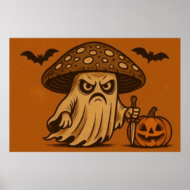 Killer Shroom Spooky Ghost with Knife Poster (Vorne)
