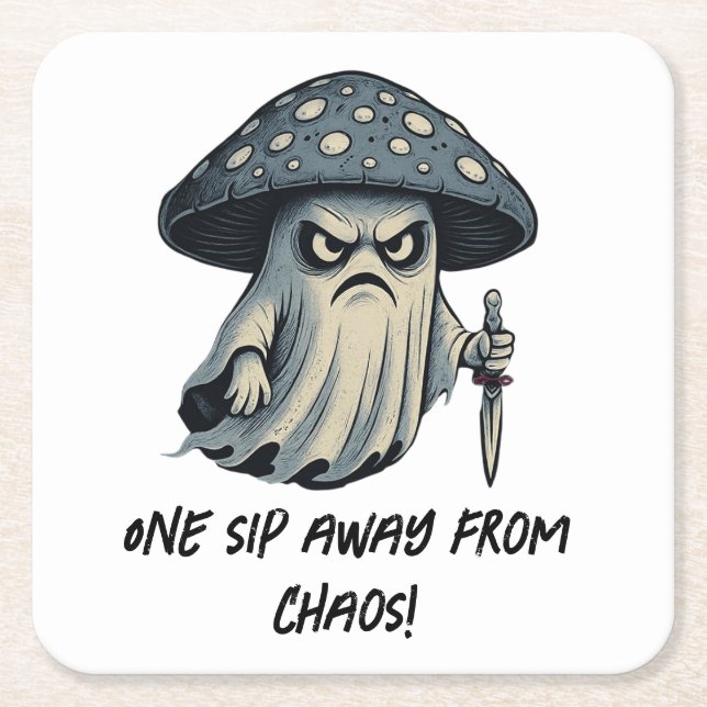 Killer 'Shroom - Spooky Ghost with Knife Rechteckiger Pappuntersetzer (Vorderseite)