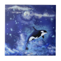 Killer Whale auf Blue Full Moon Keramik Tile