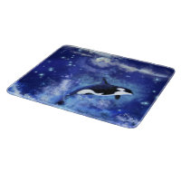 Killer Whale auf Vollmond Blue Cutting Board