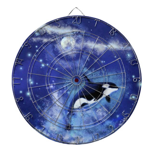 Killer Whale auf Vollmond Dart Board - Blau Dartscheibe (vorne)