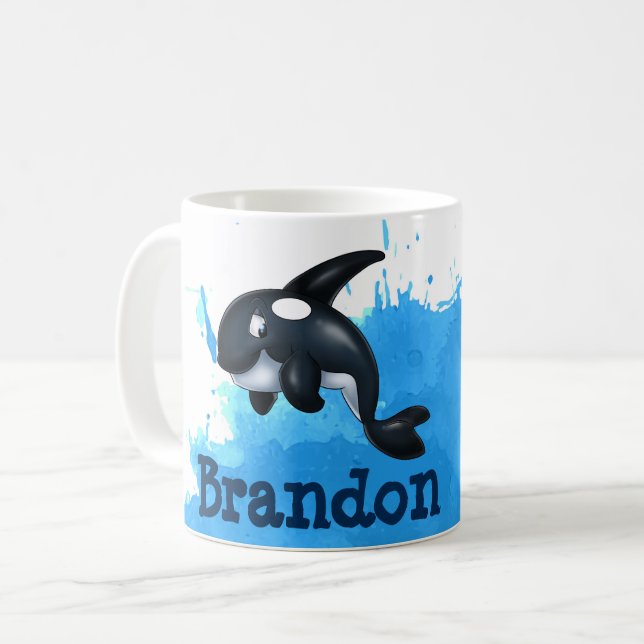 Killer Whale Cartoon Tasse (Vorderseite Links)