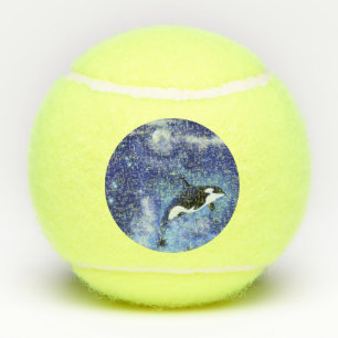 Killer Whale Tennis Balls Blauer Vollmond Nacht Tennisbälle