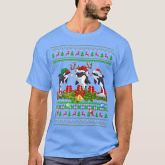 Killer Whale Xmas Licht Santa Ugly Killer Whale T-Shirt