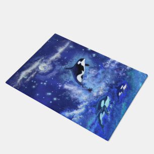 Killer Whales Blue Full Moon Doormat Fußmatte