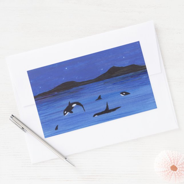 Killer Whales Rechteckiger Aufkleber (Umschlag)