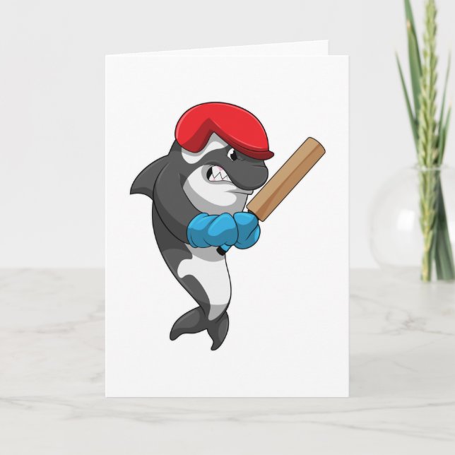 Killerwal auf Cricket mit Cricket-Fledermaus Karte (Vorderseite)