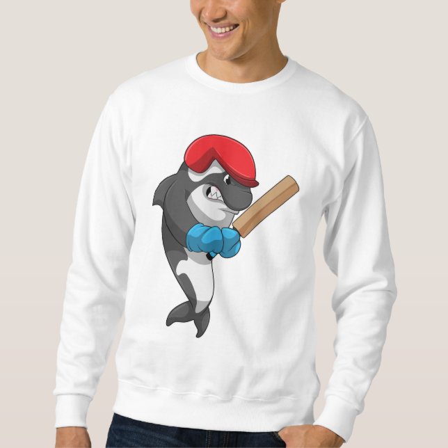Killerwal auf Cricket mit Cricket-Fledermaus Sweatshirt (Vorderseite)