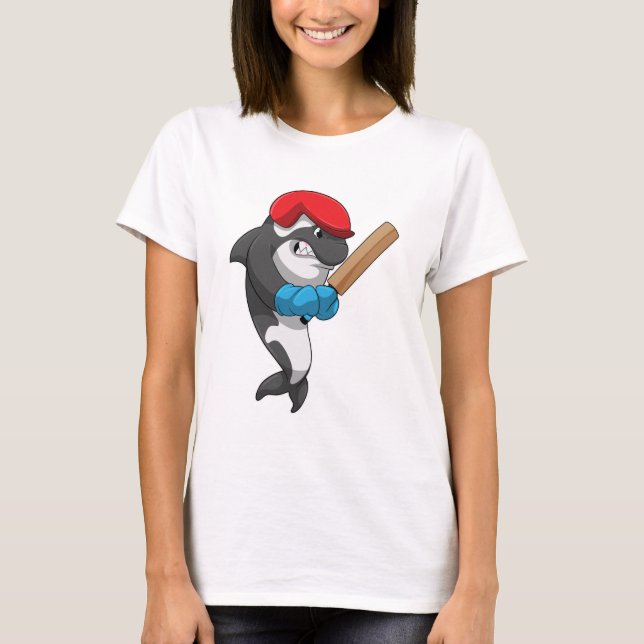 Killerwal auf Cricket mit Cricket-Fledermaus T-Shirt (Vorderseite)