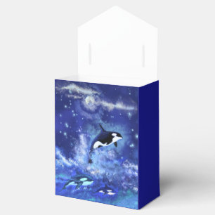 Killerwale auf Vollmond - Kunst Zeichnend Geschenkschachtel