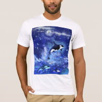 Killerwale auf Vollmond - Kunst Zeichnend