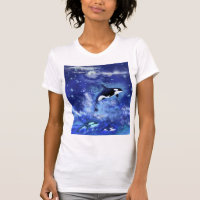 Killerwale auf Vollmond-T - Shirt - Gemälde