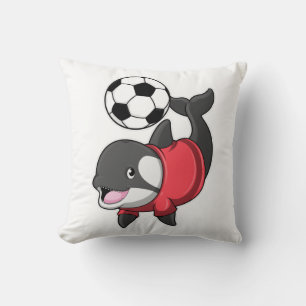Killerwhale als Fußballspieler mit Fußball Kissen