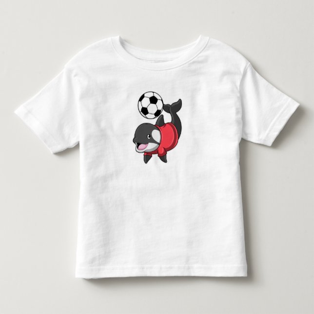 Killerwhale als Fußballspieler mit Fußball Kleinkind T-shirt (Vorderseite)