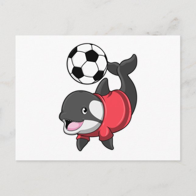 Killerwhale als Fußballspieler mit Fußball Postkarte (Vorderseite)