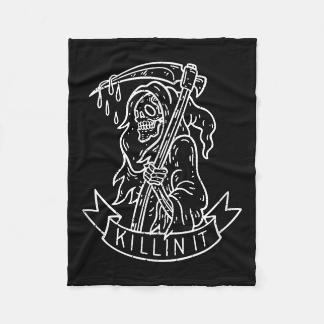 Killin It, Funny Grim Sensenmann störte Tattoo Art Fleecedecke (Vorderseite)