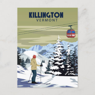Killington Skigebiet Winter Vermont Vintag Postkarte
