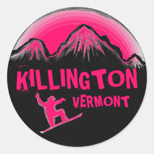 Killington Vermont hellrosa Snowboardaufkleber Runder Aufkleber