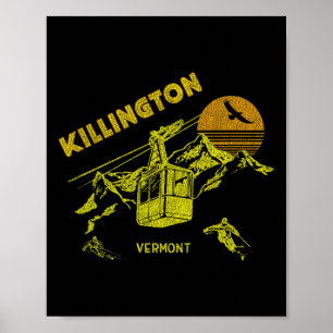 Killington Vermont Retro-Ski-Shirt mit Abnutzungse Poster