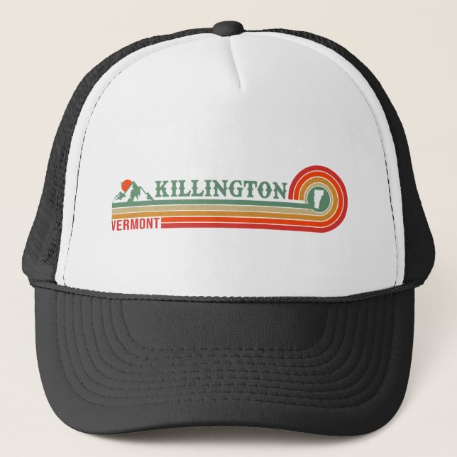 Killington Vermont Retro Sunset Ski Souvenirs 60er Truckerkappe (Vorderseite)