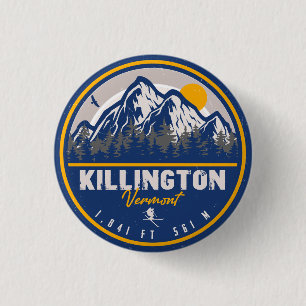 Killington Vermont Retro Sunset Ski Souvenirs Button