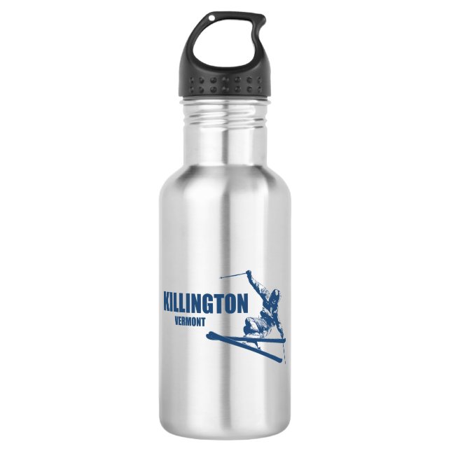 Killington Vermont Skier Edelstahlflasche (Vorderseite)