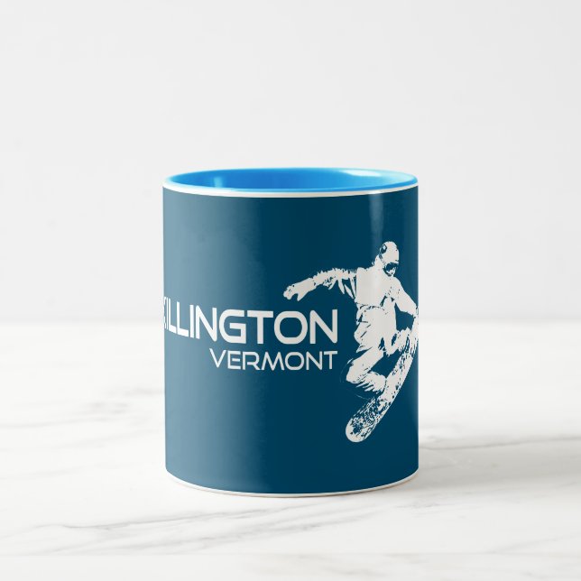 Killington Vermont Snowboarder Zweifarbige Tasse (Mittel)