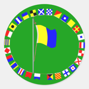 Kilo Nautical Signal Flag "Ich möchte kommuniziere Runder Aufkleber
