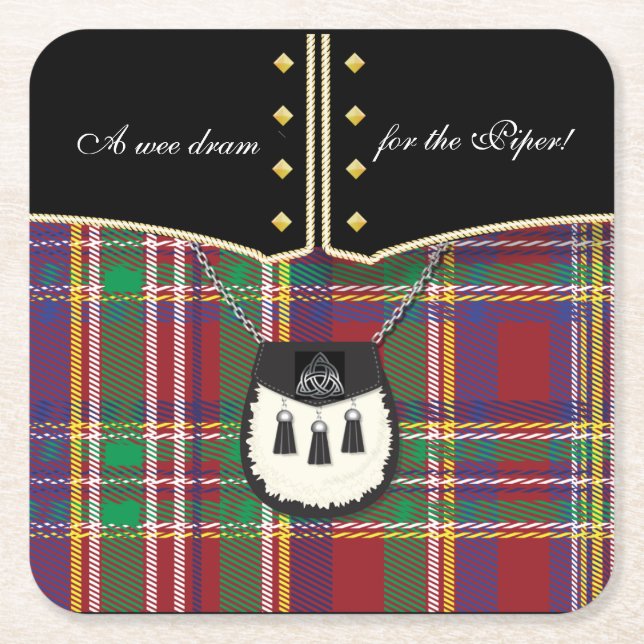Kilt Rechteckiger Pappuntersetzer (Vorderseite)