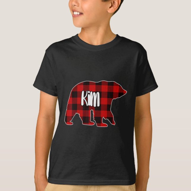 Kim Bear Custom Red Buffalo Karierten Weihnachtsfe T-Shirt (Vorderseite)