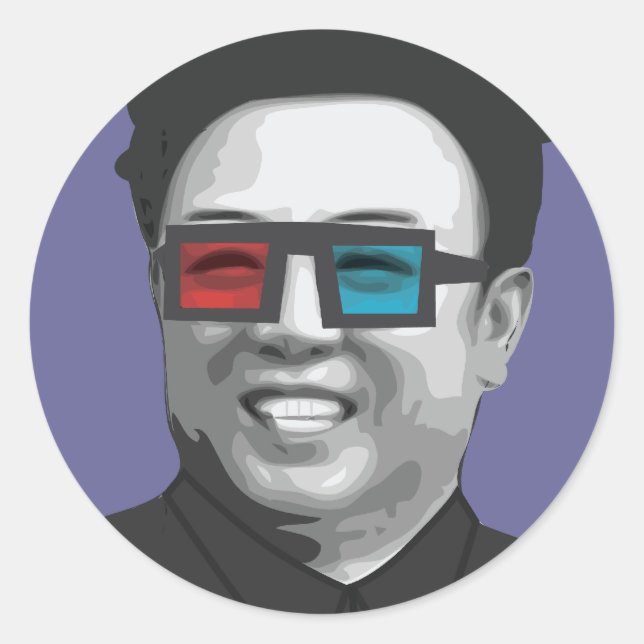 Kim Jong-Il - Nordkorea Runder Aufkleber (Vorderseite)