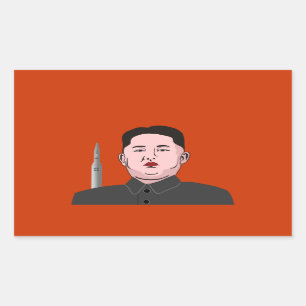 Kim Jong-UNO u. nukleare Rakete Rechteckiger Aufkleber