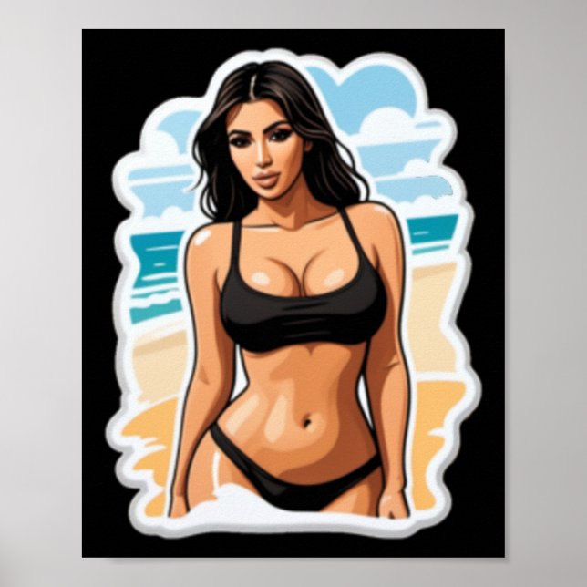 Kim Kardashian Beach Sticker Poster (Vorne)