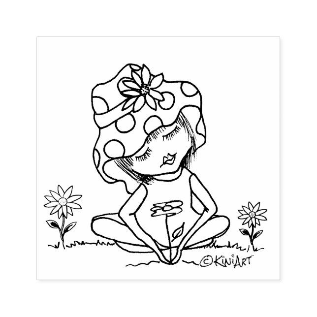 ©️ Kim Niles GARDEN GIRL Briefmarke Gummistempel (Prägung)