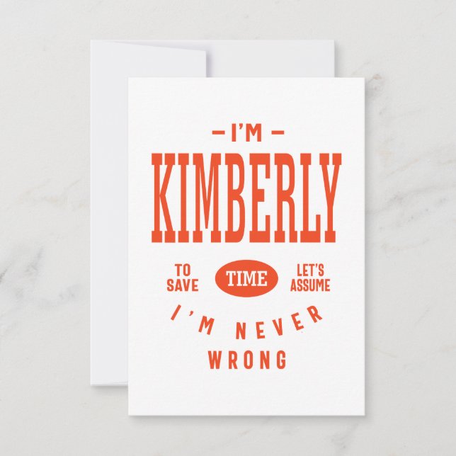 Kimberly Personalisiert Name Geburtstagsgeschenk RSVP Karte (Vorderseite)