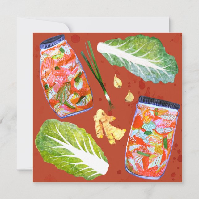 Kimchi Fermentation épicée Watercolor Carte d'art (Devant)