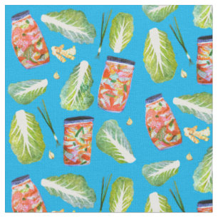 Kimchi Zutaten Wasserfarbmuster Blau Stoff