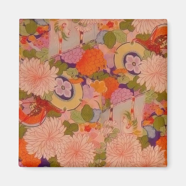 Kimono Blume Rosa Blumenmuster Magnet (Vorne)