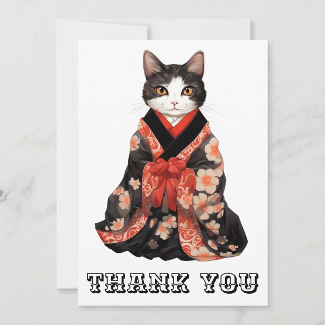 Kimono Cat Dankeskarte (Vorderseite)